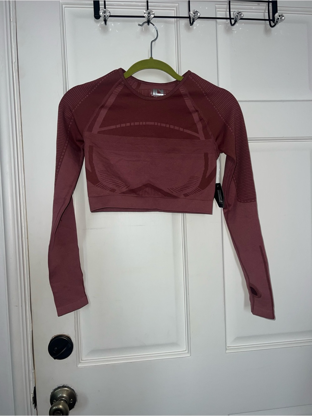 New Look Seamless Long-Sleeve Crop Top in Mauve